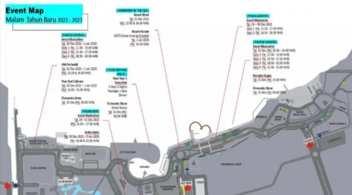 Event Maps malam tahun baru 2023 Taman Impian Jaya Ancol. (ist)