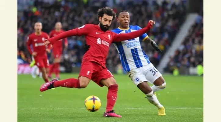 Mohamed Salah, striker Liverpool tak banyak berkutik saat menghadapi Brighton. (