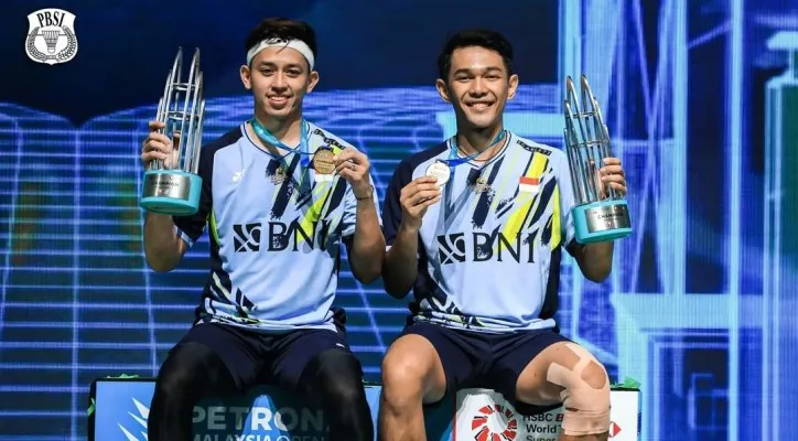 Fajar/Rian raih gelar Super 1000 pertama di Malaysia Open 2023. (Instagram/@badminton.ina)