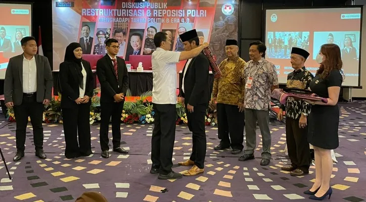 Diskusi Publik dengan tema "Restrukturisasi dan Reposisi Polri Menghadapi Tahun Politik dan Era 4.0" di Hotel Diradja, Jakarta, Selasa, (31/1/2023).(Foto: Aldi)