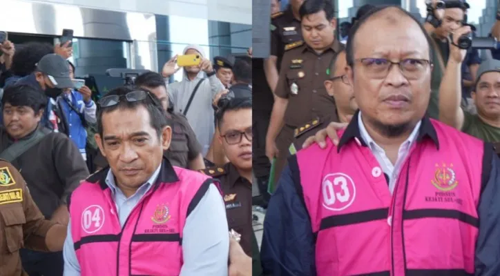 Kolase tersangka korupsi PDAM ditahan Kejati Sulsel salah satu diantaranya adik Menteri Pertanian Haris Yasin Limpo. (Ist.)