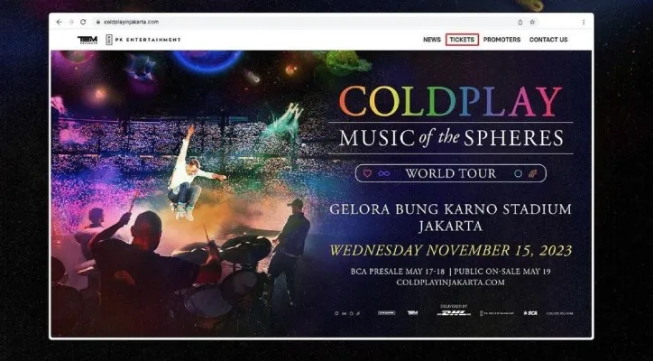 Tiket Konser Coldplay Terjual Habis, Penggemar Geram karena Banyak WTS (Instagram/pkentertainment.id)