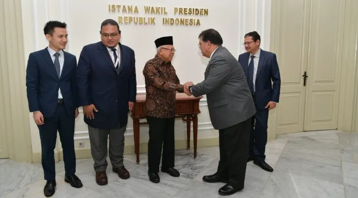 Wapres KH Ma'ruf Amin saat menerima kunjungan Ketua Dewan Rakyat Malaysia, Tan Sri Dato’ Johari Abdul. (setwapres)