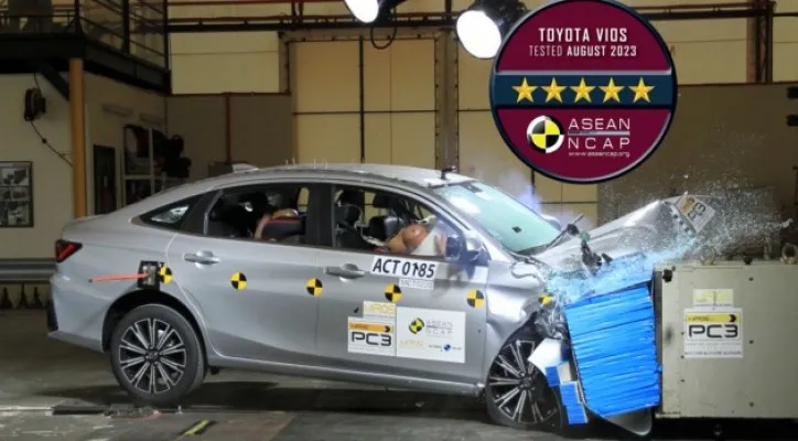 Toyota Vios 2023 mendapatkan skor bintang 5 dari ASEAN NCAP (lst)