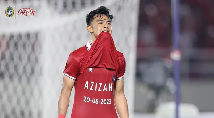 Selebrasi 'bucin' Pratama Arhan untuk Azizah Salsha kembali menjadi perbincangan di media sosial. (Instagram/@timnas.indonesia)