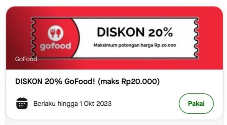 Kode Promo Gojek khusus GoFood (Gojek)