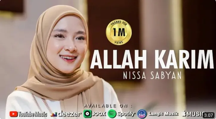 Lirik lagu Allah Karim Nissa Sabyan (YouTube/NISSA SABYAN)