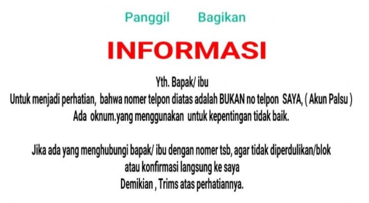 Teks Foto: Oknum tak dikenal mencoba melakukan penipuan dengan mengatasnamakan Wakil Walikota Jakarta Timur, Iin Mutmainah. (ist)