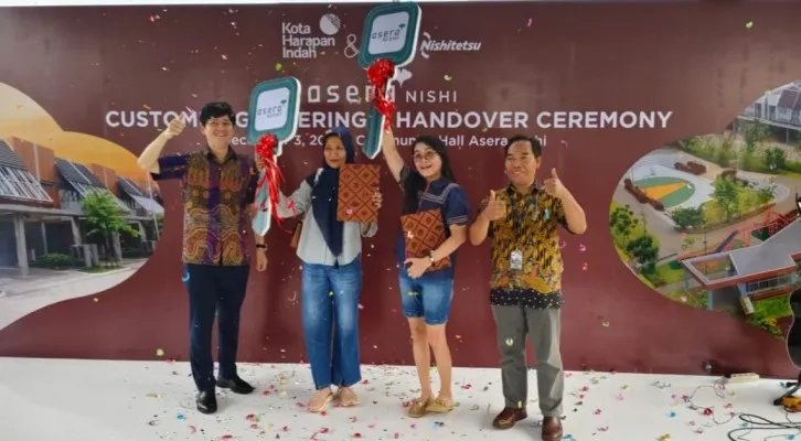 Foto: Damai Putra Group dan Nishitetsu Group, unit handover selalu dilakukan tepat waktu ke konsumen dan pada hari Minggu tanggal 3 Desember 2023 kembali diadakan Handover Ceremony Cluster Asera Nishi tahap 3 yang berlokasi di Central Park dan Community Hall.(ist.)