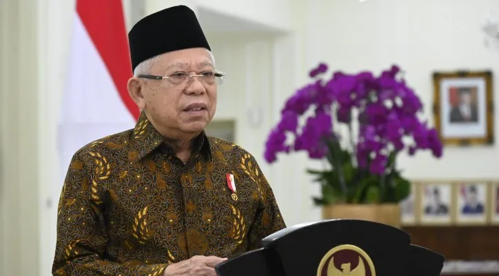 Teks Foto : Wapres KH Ma'ruf Amin saat hadir secara virtual di Konferensi Generasi Emas ASEAN. (ist)