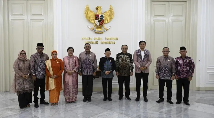 Teks Foto: Wapres KH Ma'ruf Amin saat menghadiri  Anugerah Keterbukaan Informasi Publik. (setwapres)