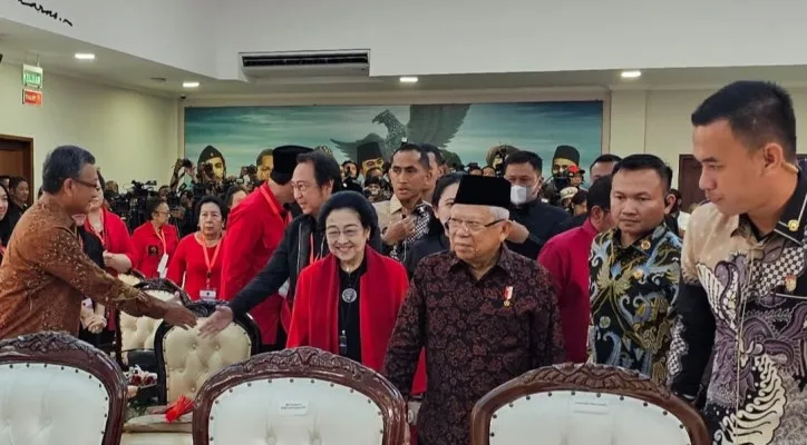 Wapres RI KH Ma'ruf Amin menghadiri Hari Ulang Tahun (HUT) Ke-51 PDIP. (ist)