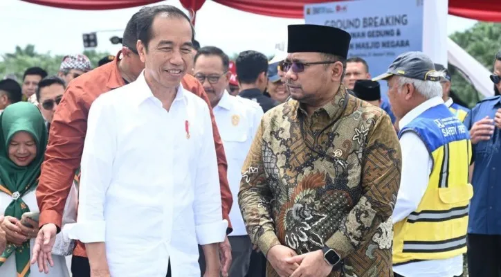 Presiden Joko Widodo saat groundbreaking Masjid Negara di IKN. (biro pers)