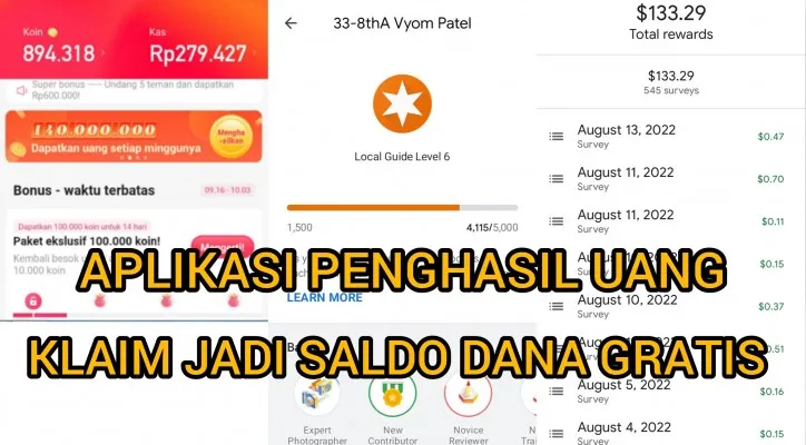 Dapat Saldo Dana Gratis Setiap Hari pakai Rekomendasi Aplikasi Penghasil Uang Tercepat (Foto: Kolasi Aplikasi Penghasil Uang)