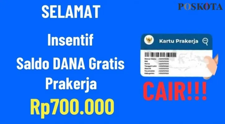 SALDO DANA GRATIS Rp3.500.000 Masuk Dashboard Prakerja, Tinggal Beli Pelatihan dan Ambil Insentif Rp700.000. (Poskota/Herdyan Anugrah Triguna)