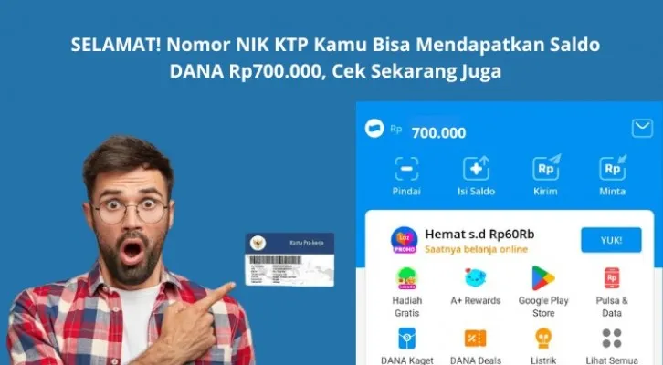 SELAMAT! Nomor NIK KTP kamu bisa mendapatkan Saldo DANA Rp700.000, Cek kemungkinan tanggal pembukaan program prakerja (Foto : Poskota/Adriansyah)