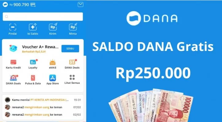 Klaim dari aplikasi penghasil uang. Dapatkan saldo DANA gratis Rp250.000 langsung cair ke dompet elektronik. (Foto: Poskota/Herdyan Anugrah Triguna)