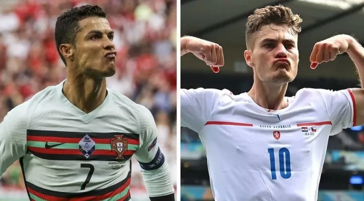 Cristiano Ronaldo dan Patrik Schick, top skor EURO 2020 (X/@CristianoXtra_)