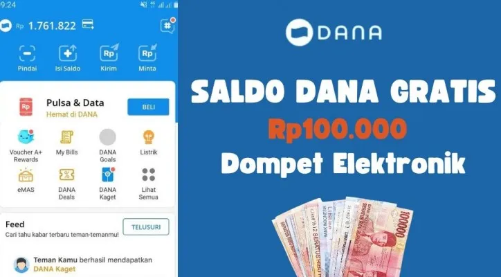 Klaim saldo DANA gratis dengan total Rp100.000 dari aplikasi penghasil uang. (Foto: Poskota/Herdyan Anugrah Triguna)