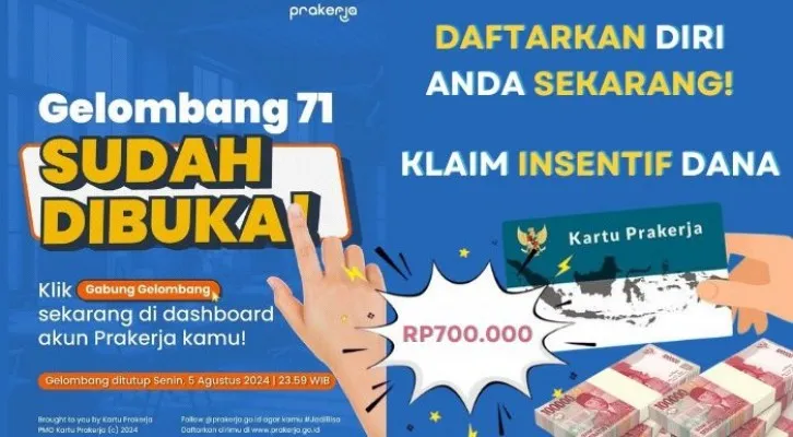 Cek disini cara klaim saldo dana gratis Rp700.000 yang sudah menanti, dari Program Kartu Prakerja Gelombang 71 yang masih dibuka pendaftaranya. (Foto: Poskota/Aldi Irawan)