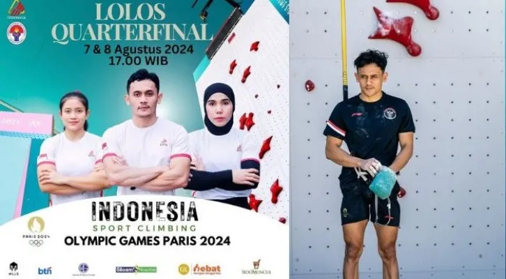 Panjat tebing putra Indonesia di olimpiade Paris 2024 pada perempat final, cek link live streamingnya disini. (Foto: Instagram/@ftpi_official)