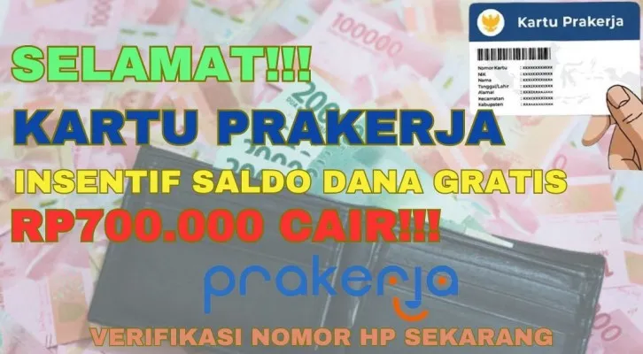 Klaim saldo DANA gratis Rp700.000 dari pemerintah dari Kartu Prakerja jika dinyatakan lolos seleksi. Cek selengkapnya di sini!  (Foto: Poskota/Herdyan Anugrah Triguna)