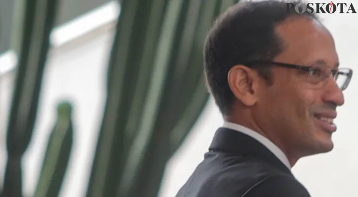 Foto: Menteri Pendidikan Sekaligus pendiri Aplikasi Ojeg Online Gojek Nadiem Makarim jadi satu dari tiga tokoh bisnis paling berpengaruh di Indonesia. (Poskota/Ahmad Tri Hawaari)