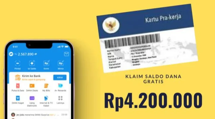 Selamat bagi Anda dengan nomor HP yang sudah dinyatakan lolos seleksi, behak atas saldo dana Rp4.200.000 dari kartu Prakerja.(Edited: Ade Mamad/ Poskota)