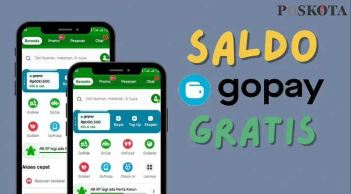 Saldo Gopay gratis hingga Rp100 juta akan dikirimkan langsung ke dompet elektronik apabila nomor HP terpilih. (Poskota/Mutia Dheza Cantika)