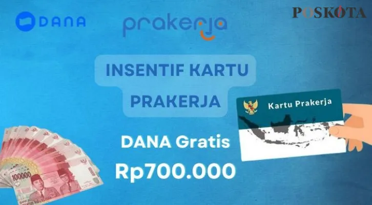 Dengan mengikuti Program Prakerja, Anda bisa berkesempatan untuk mendapatkan insentif saldo DANA gratis hingga Rp700.000 ke dompet elektronik, Info lengkapnya cek disini. (Poskota/Aldi Harlanda Irawan)