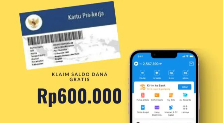 Berikut cara klaim saldo dana gratis Rp600.000 dari insentif program Kartu Prakerja.(Edited: Poskota/ Ade Mamad)