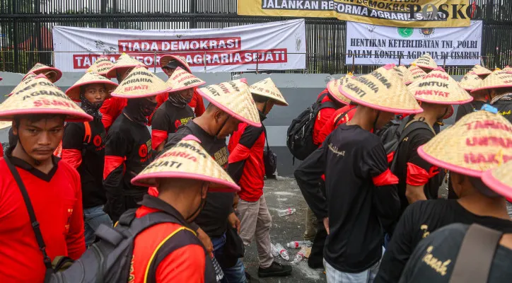 Lokasi demo di Jakarta hari ini dalam rangka peringatan Hari Tani. Poskota/Ahmad Tri Hawaari