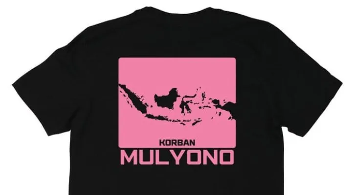 Muncul kaos "Korban Mulyono" yang sedang menjadi topik hangat di media sosial X (X/@sahabatICW)