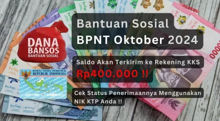 Nama di KTP dengan NIK yang dipilih pemerintah ini dapat penyaluran subsidi saldo dana Rp400.000 ke rekening BNI BRI dan Mandiri dari bantuan sosial BPNT Oktober 2024, selengkapnya cek disini. (Poskota/Aldi Harlanda Irawan)