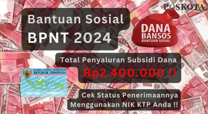 NIK di KTP atas milik Anda telah terpilih menerima penyaluran dana Rp2.400.000 dari pemerintah melalui program bansos BPNT 2024, informasi selengkapnya cek disini. (Poskota/Aldi Harlanda Irawan)