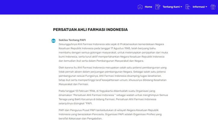 Tangkapan Layar Website PAFI Trenggalek. (pafitrenggalek.org)