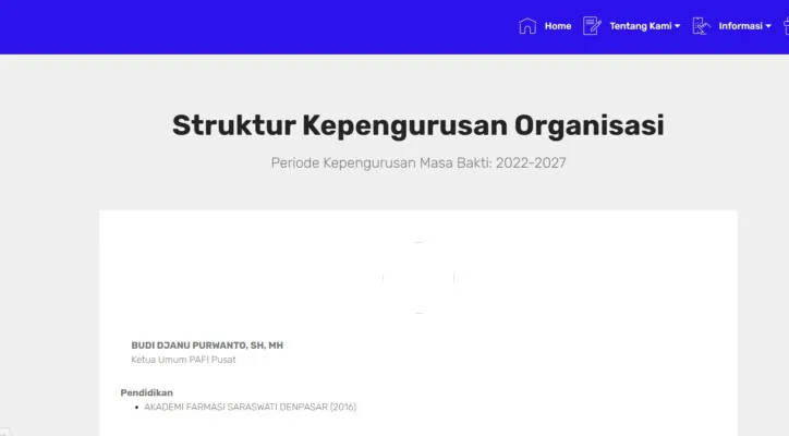 Tangkapan Layar Website PAFI Kota Madiun, Jawa Timur. (pafikotamadiun.org)