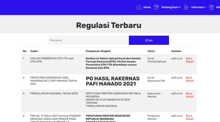 Tangkapan Layar Website PAFI Kota Tulungagung. (pafitulungagung.org)