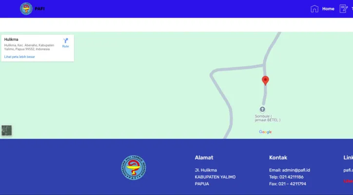 Tangkapan Layar Website PAFI Kabupaten Yalimo, Papua. (pafikabyalimo.org)