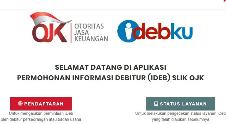 Halaman untuk cek SLIK OJK. (Dok, OJK IDEBKU)