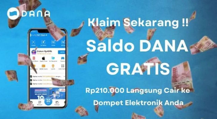 Cuan gratis berupa saldo DANA Rp210.000 bisa langsung cair ke dompet elektronik Anda. (Poskota/Aldi Harlanda Irawan)