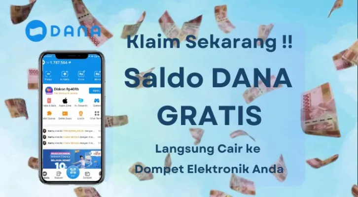 Ilustrasi saldo DANA gratis yang bisa kamu klaim ke dompet elektronik. (Poskota/Aldi Harlanda Irawan)