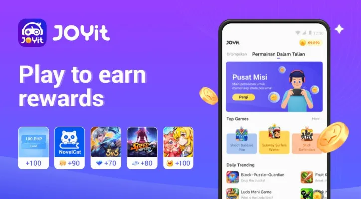 Cara hasilkan saldo dana gratis setiap hari dari aplikasi penghasil uang JOYit (Foto/Aptoide)