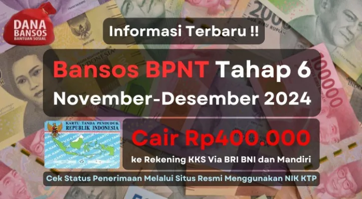 Subsidi dana bansos BPNT tahap 6 periode November-Desember 2024 cair dengan saldo Rp400.000 ke rekening KKS via Himbara. (Poskota/Aldi Harlanda Irawan)