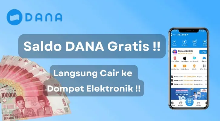 Dompet elektronik DANA Anda akan segera terisi saldo gratis hingga ratusan ribu rupiah banyaknya dari cara berikut ini.(Poskota/Aldi Harlanda Irawan)