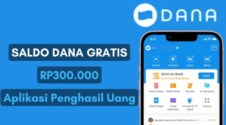 Saldo DANA Gratis Rp300.000 bisa diklaim dari aplikasi penghasil uang ke dompet elektronik Anda. Cek di sini caranya! (Poskota/Herdyan)