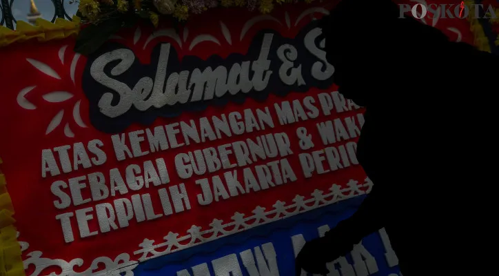 Ratusan Karangan Bunga Ucapan Selamat Kepada Pramono Anung-Rano Karno