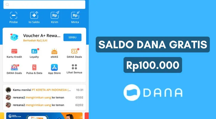 Saldo DANA Gratis Rp100.000 cair lagi hari ini ke dompet elektronik. Buruan klaim sekarang! (Poskota/Herdyan)