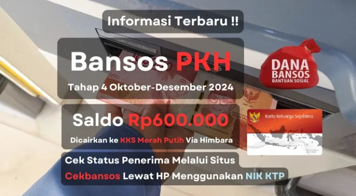 Informasi terbaru penyaluran bansos PKH tahap 4 2024 dengan nominal bantuan Rp600.000 dapat diterima KPM yang NIK KTP nya masuk daftar penerima manfaat. (Poskota/Aldi Harlanda Irawan)