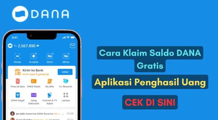 Raih saldo DANA grati hingga Rp100.000 dan klaim sekarang ke dompet elektronik melalui aplikasi penghasil uang. (Poskota/Herdyan Anugrah Triguna)